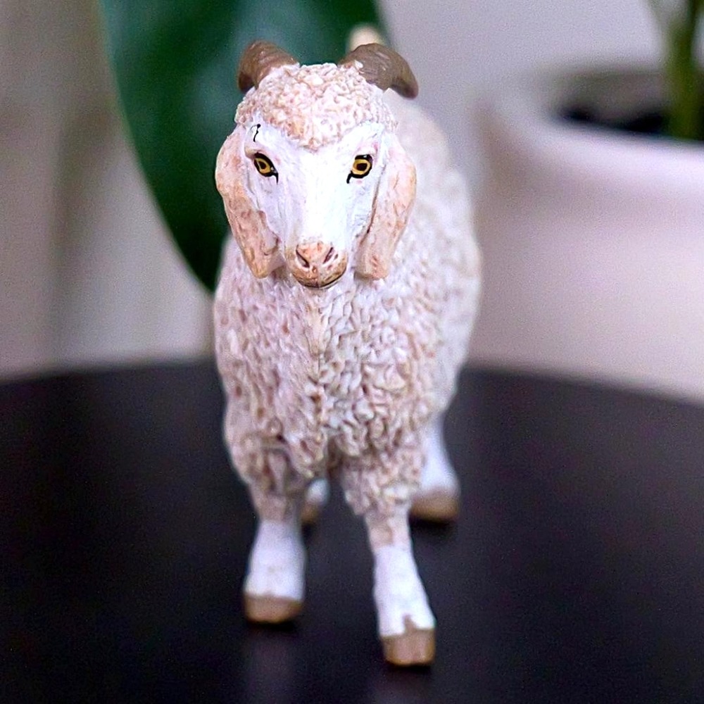 Angora Goat Farm Animal Figurine - Hand Painted Farm Animal Toy Action Figure - Picture 5 of 15